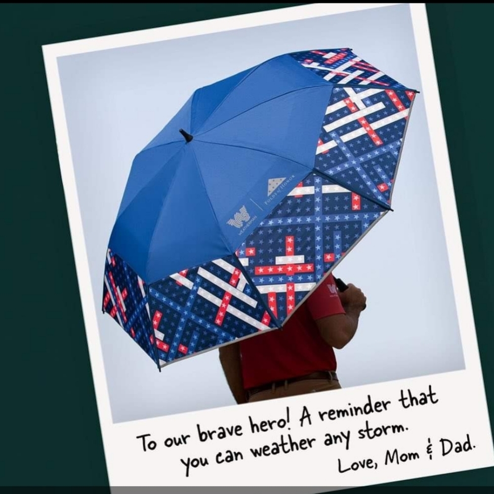 NEW Weatherman Collapsible Umbrella Folds of Honor Patriotic USA Sport Golf